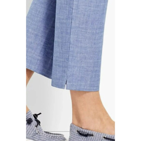 100% Linen Talbots Slim Ankle Blue Chambray Pants 6 - Picture 3 of 12